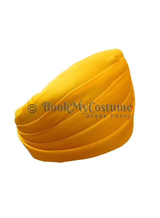 BookMyCostume Cotton Yellow Punjabi Pagdi Sardar Ji Indian Traditional Turban Costume Accessory for Boys and Men 8-14 Years - Image 2
